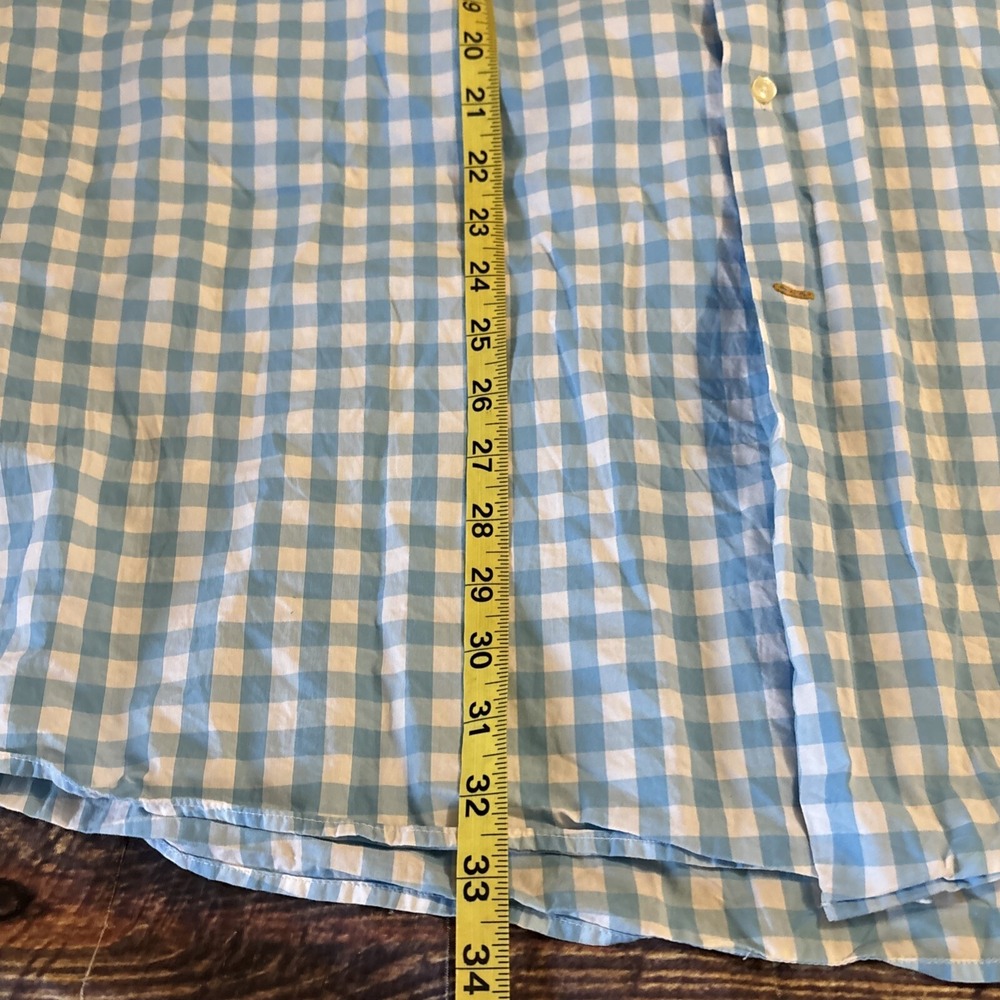 Barbour Shirt 2XL Tailored Fit Long Sleeve Button Down Blue/White Gingham Cotton - Picture 6 of 7